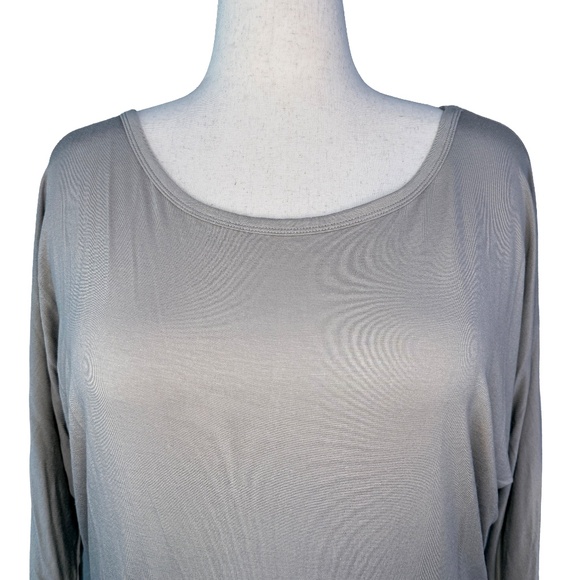 Taupe Dolman Boat Neck 3/4 Sleeve Ruched Hem Top XL - Picture 4 of 5